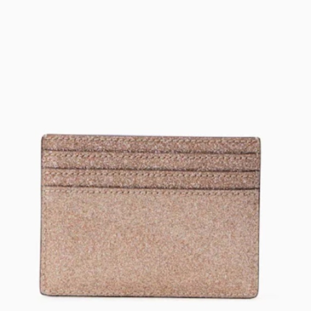 NWT Kate Spade Rose Gold Sparkle Glitter Tinsel Boxed Small Card Holder Wallet - Picture 4 of 16